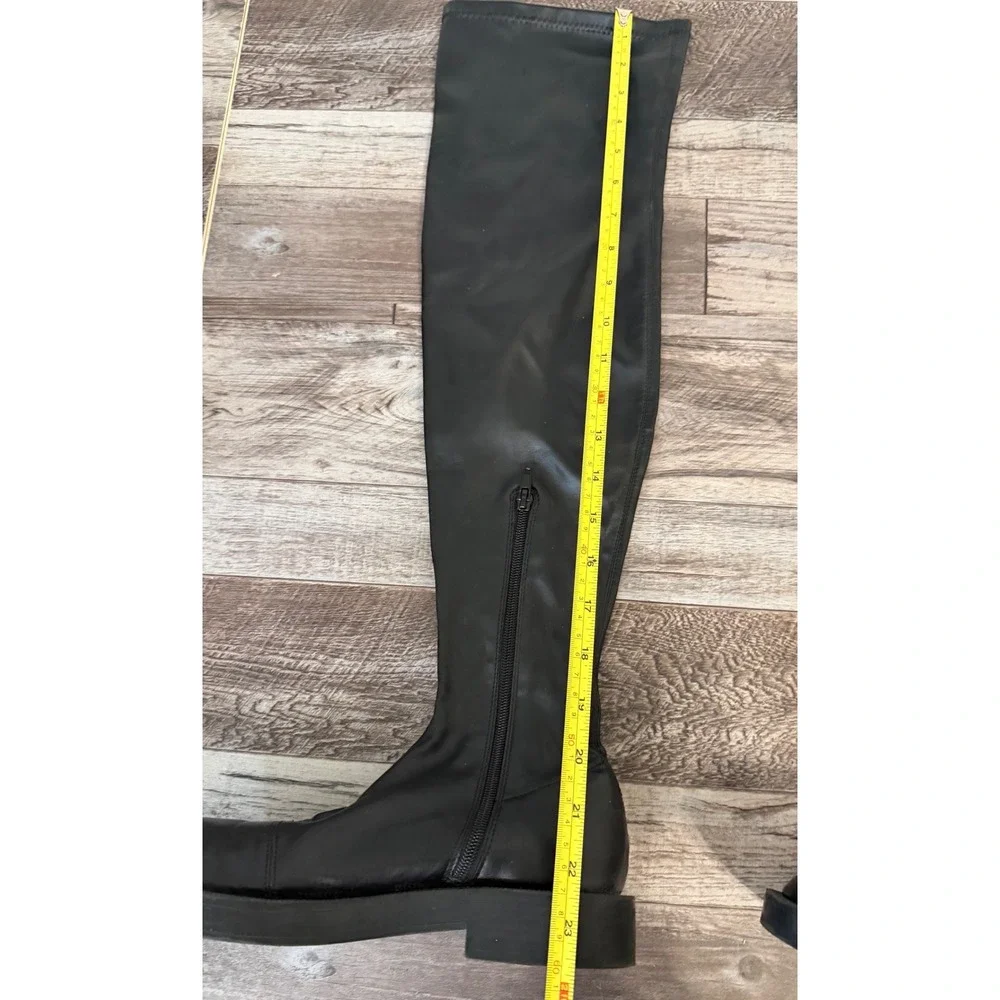ZARA Black OTK Stretch‎ Boots 7.5–8 Y2K Sleek Minimalist Goth Streetwear Punk